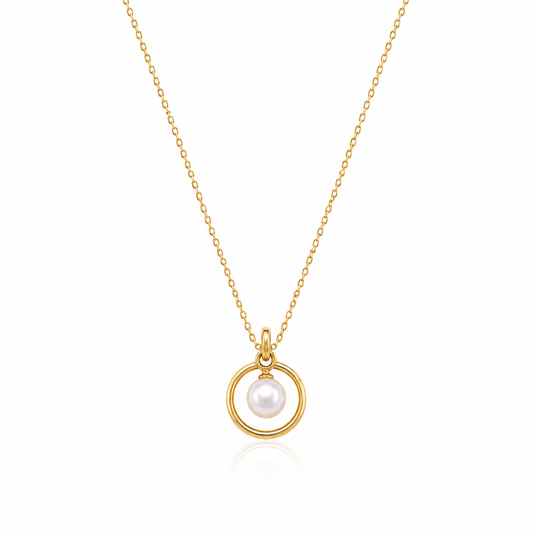 Circle Pearl Gold Necklace