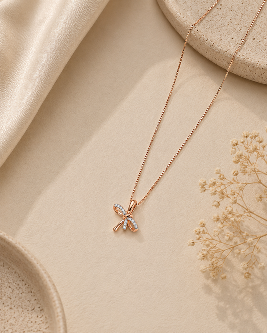 Cute Bow Diamond Locket