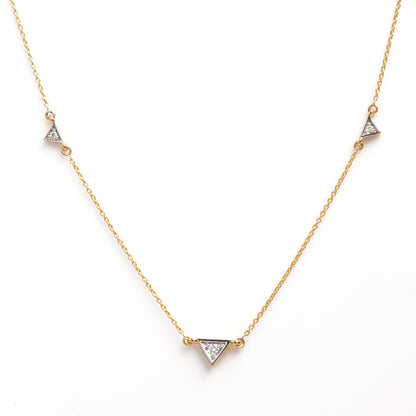 Triangle Diamond Necklace crafted from radiant 18kt gold for women. Elevate her everyday look by gifting this beautiful piece of everyday wear jewellery from the collection under Rs. 30,000.