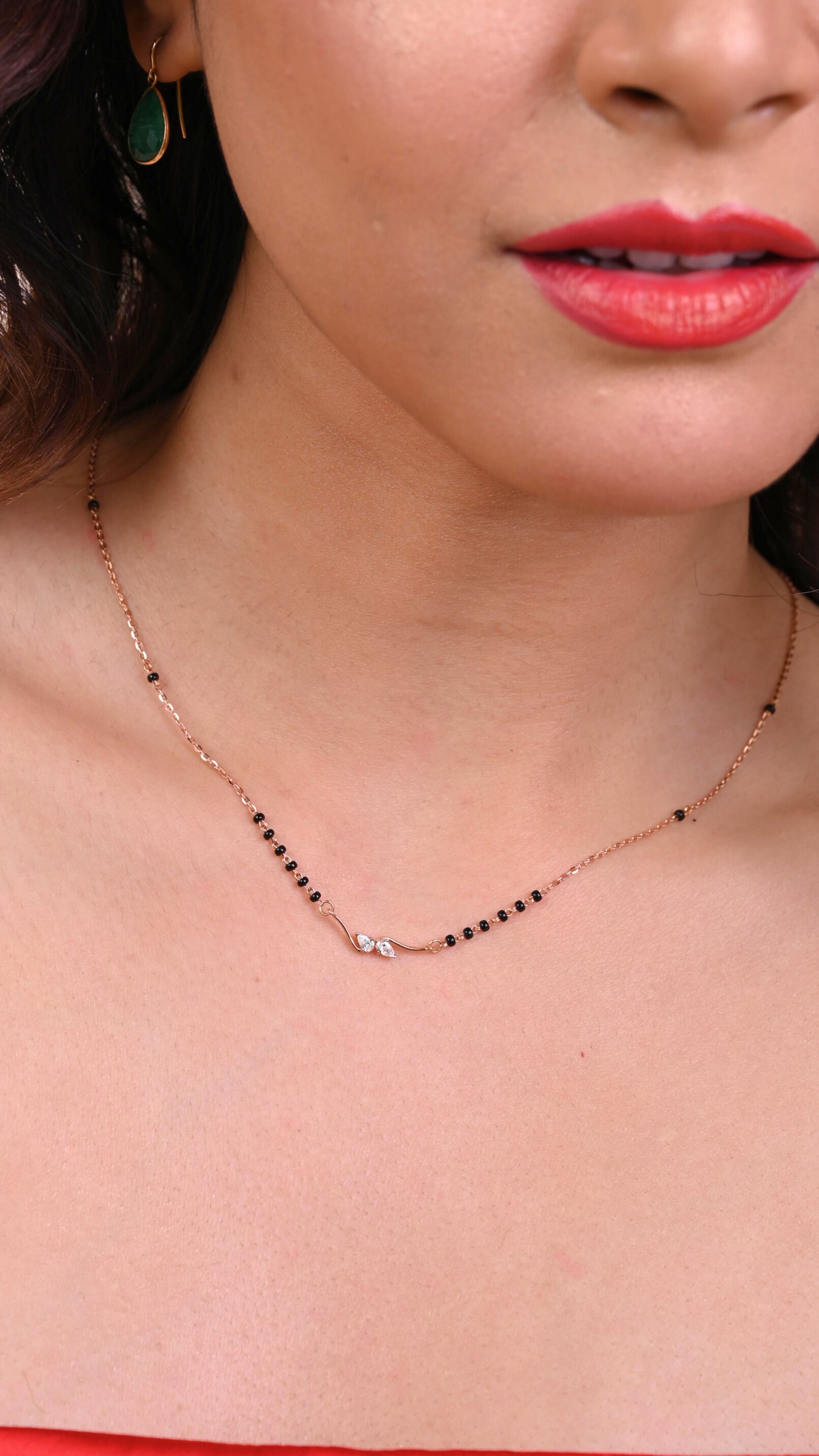 Dainty Diamond Mangalsutra in 18kt gold with natural certified diamonds minimalist BIS jewelry gift under 50k