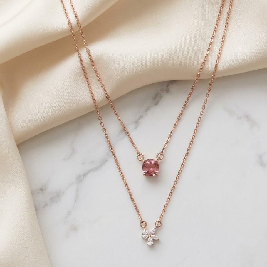Double Line Diamond Necklace