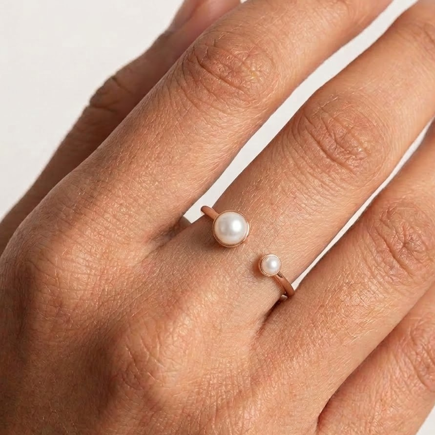 Double Pearl Gold Ring
