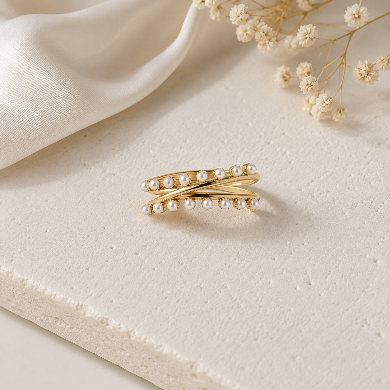 Double Pearl Loop Ring