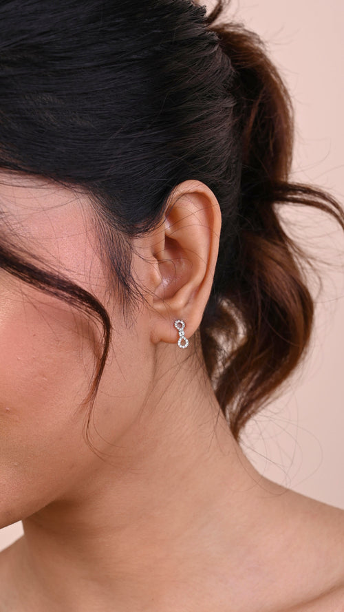 Forever Diamond Earrings: 18kt gold, natural VVS diamonds; certified BIS luxury fine jewelry for her under 40,000
