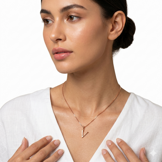 Gold Initial "V" Pendant