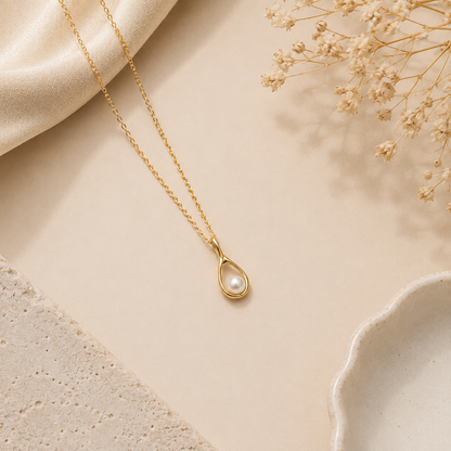 Gold Pearl Drop Pendant