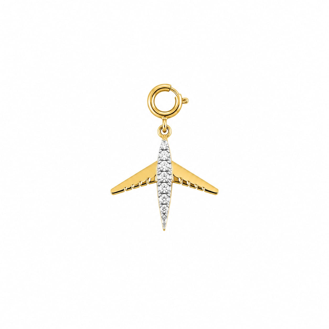 Caratly 18kt gold Traveller Diamond Charm airplane pendant design with 0.07ct diamonds wanderlust under 15,000