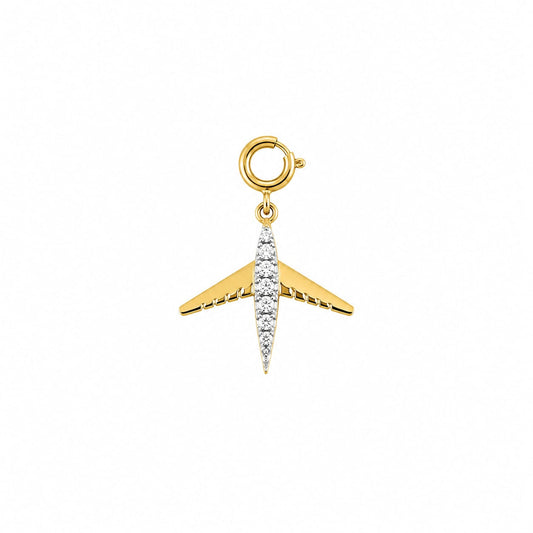 Caratly 18kt gold Traveller Diamond Charm airplane pendant design with 0.07ct diamonds wanderlust under 15,000