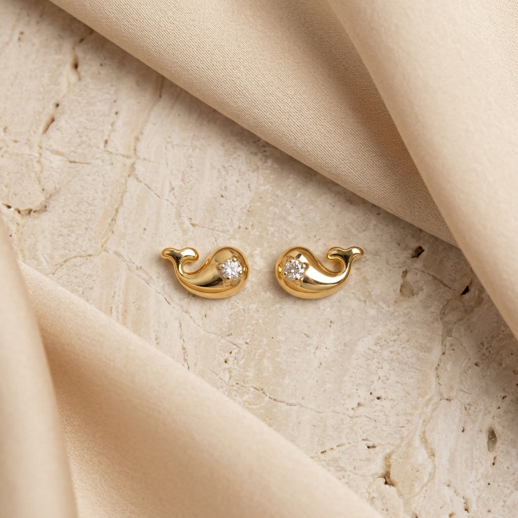 Gold Whale Earrings