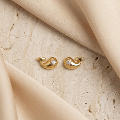 Gold Whale Earrings
