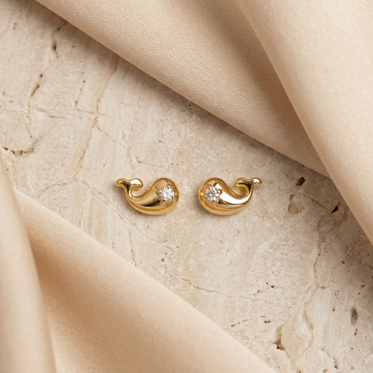 Gold Whale Earrings