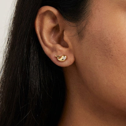 Gold Whale Earrings
