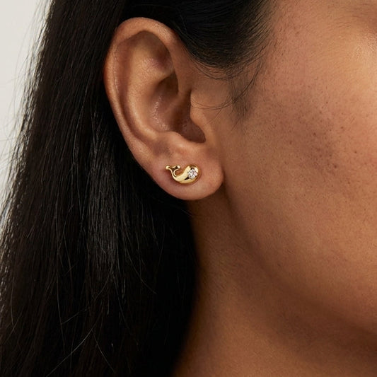 Gold Whale Earrings