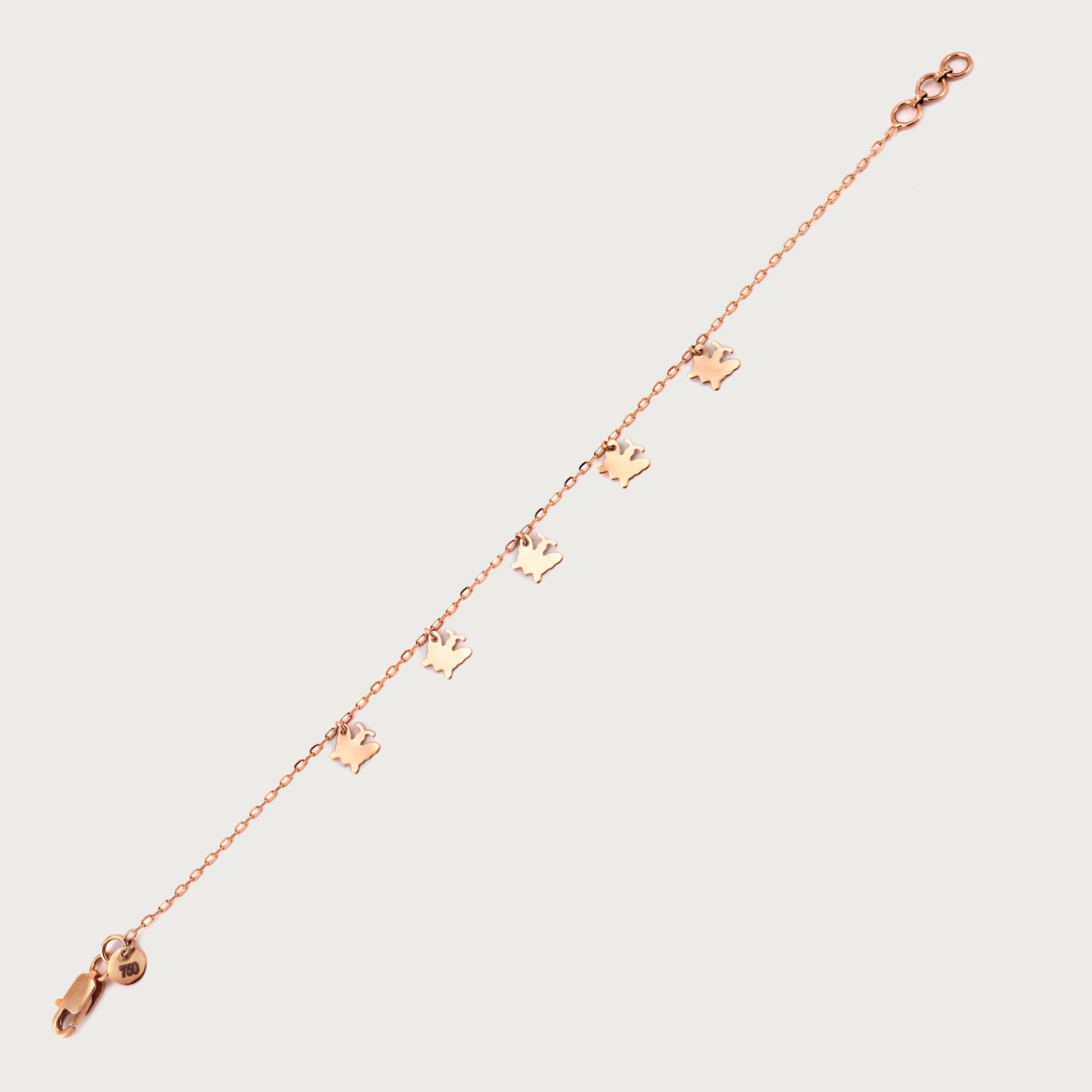 18kt gold butterfly bracelet. Fine jewellery under ₹30,000. Chic, gift-worthy charm bracelet.