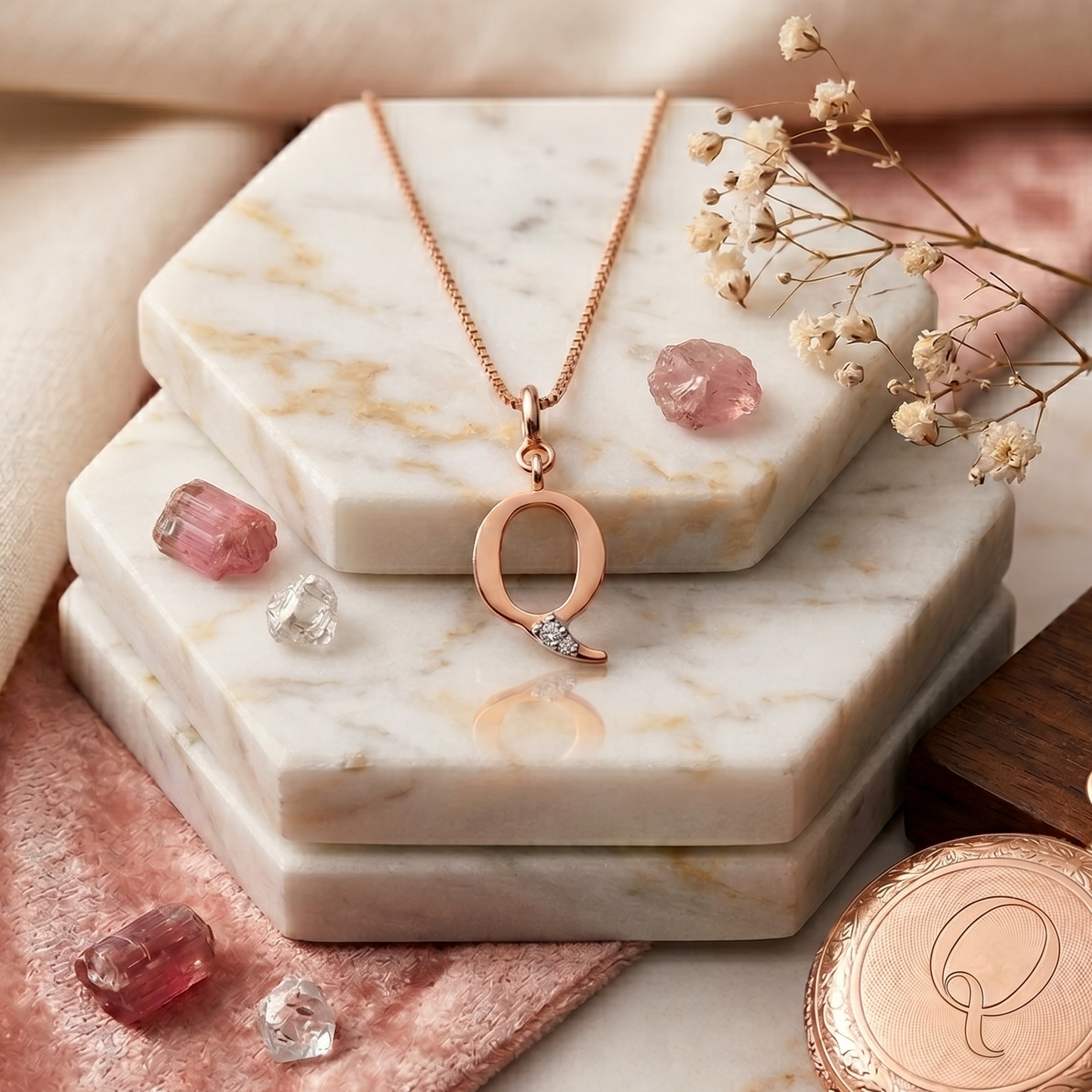Gold Initial "Q" Pendant