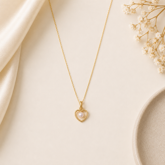 Heart Pearl Gold Pendant