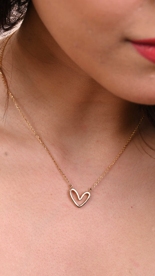 Heart Gold Necklace in 18kt gold; certified BIS minimalist jewelry gift for her under 40,000
