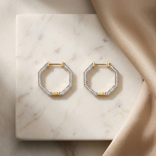Hexagon Diamond Earring