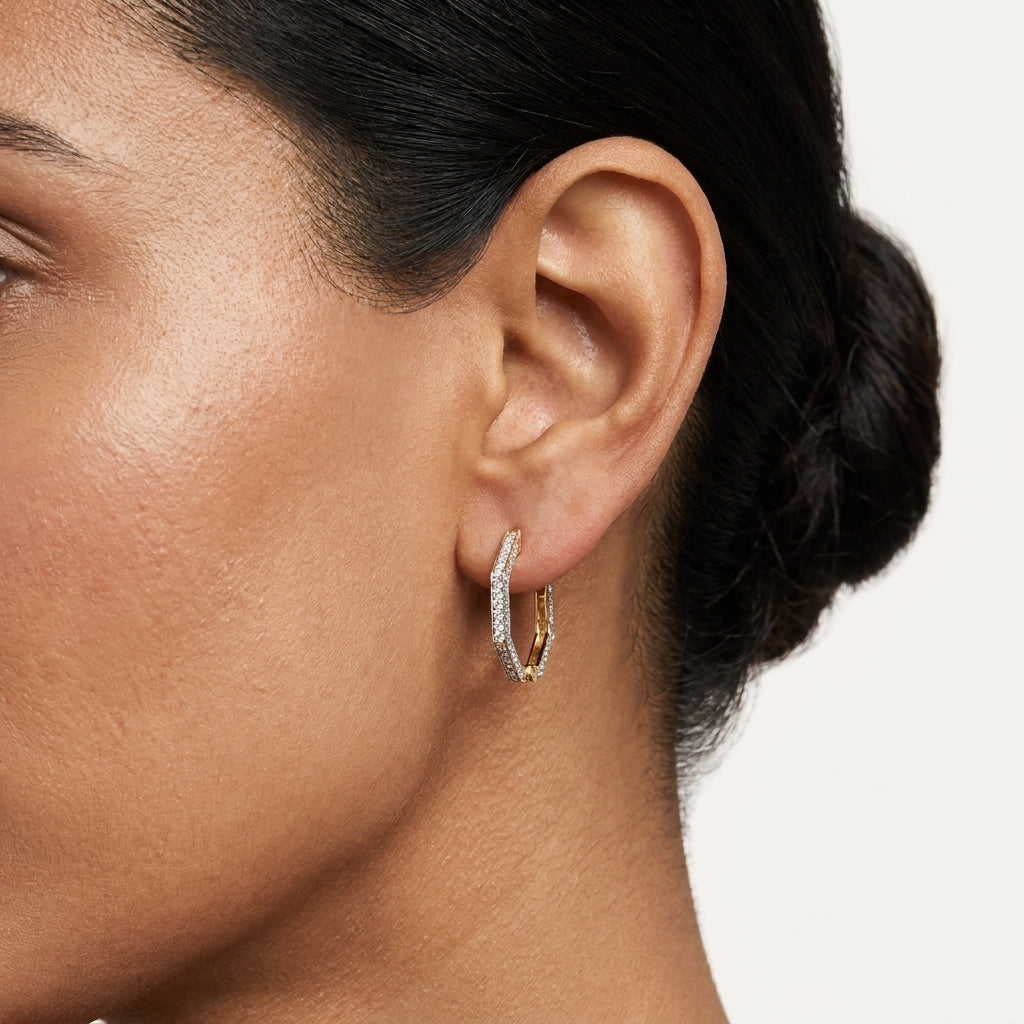 Hexagon Diamond Earring