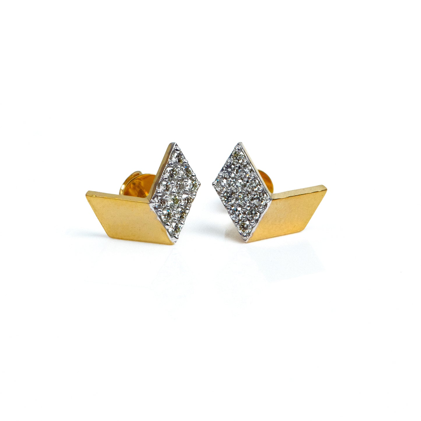 Caratly 18kt gold Arrow Diamond Earring with 0.22ct diamond pave chevron design under Rs. 60,000