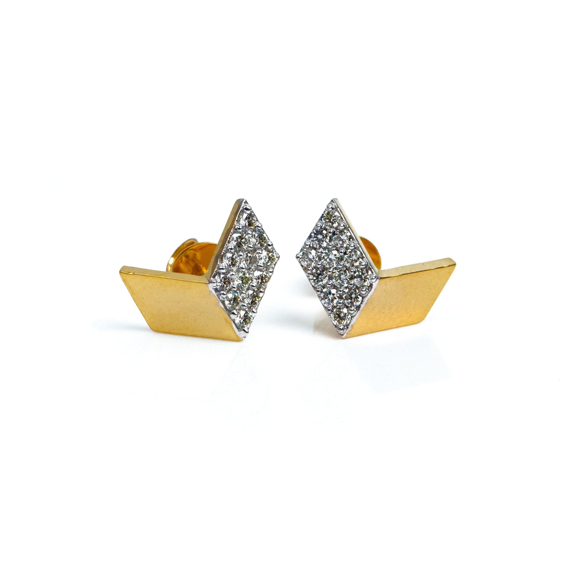 Caratly 18kt gold Arrow Diamond Earring with 0.22ct diamond pave chevron design under Rs. 60,000