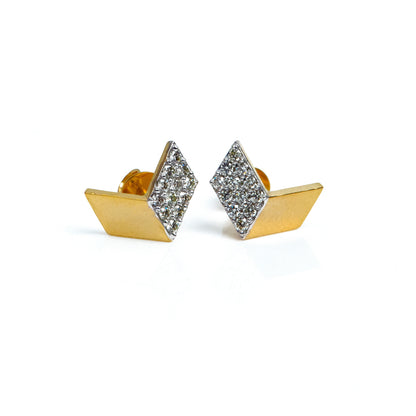 Caratly 18kt gold Arrow Diamond Earring with 0.22ct diamond pave chevron design under Rs. 60,000
