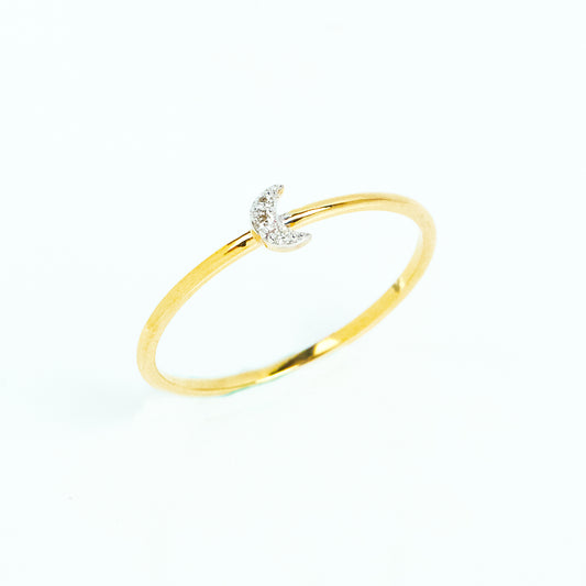 Moon Diamond Ring made with 18 kt gold for women, Elegant Daily Wear Jewellery ring & Romantic Gift idea for her under Rs. 10,000.