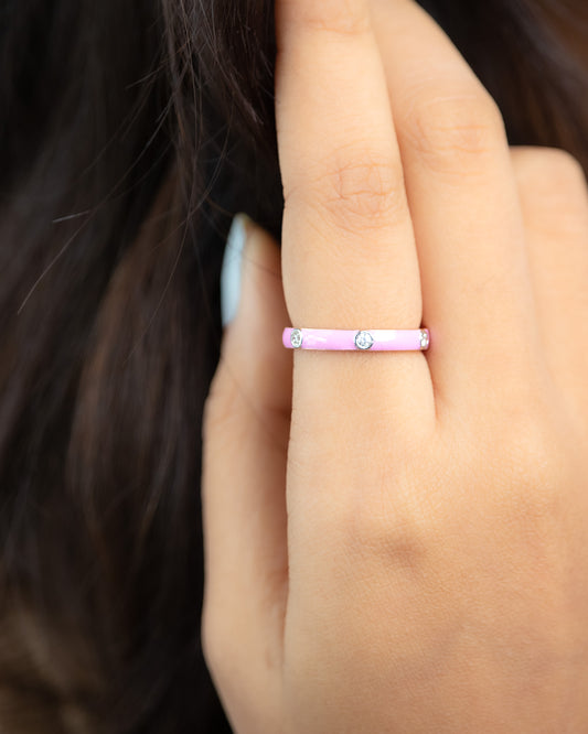 Make a statement with our Pink Band Diamond Ring, crafted in luxurious 18kt Gold. This versatile piece is perfect for daily wear for Women. Buy it as a gift for her or a stylish addition to your own collection. Explore our Under 50,000 jewellery collection for affordable luxury that seamlessly blends style and affordability.