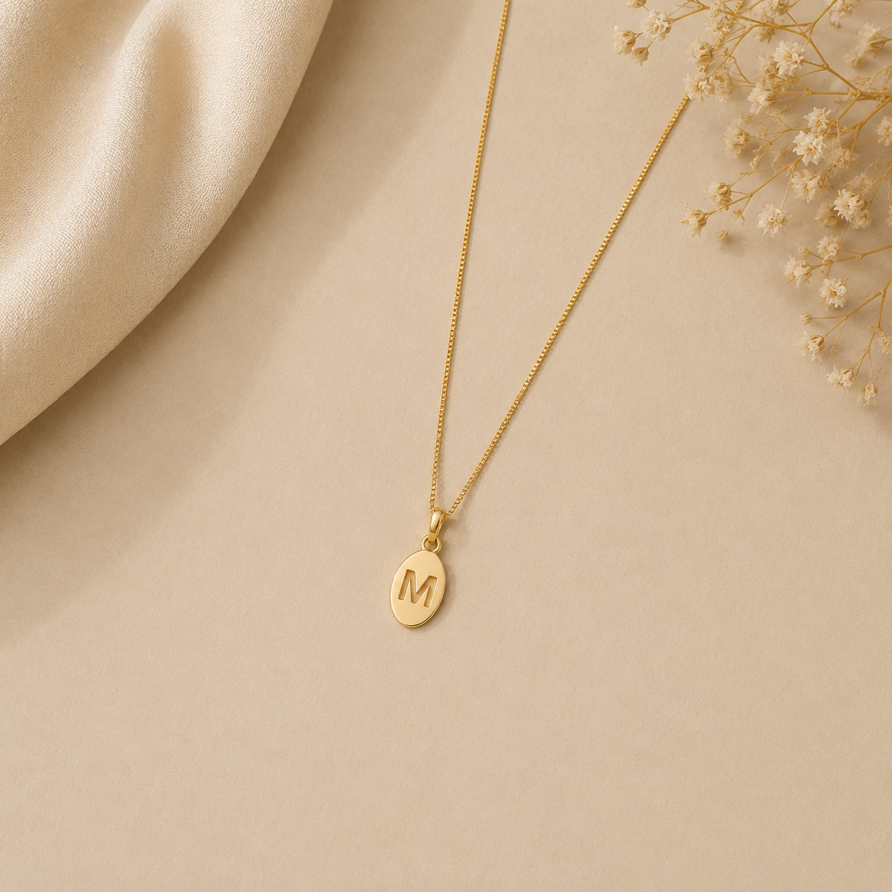 Letter M Gold Pendant