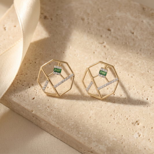 Octagon Diamond Earring