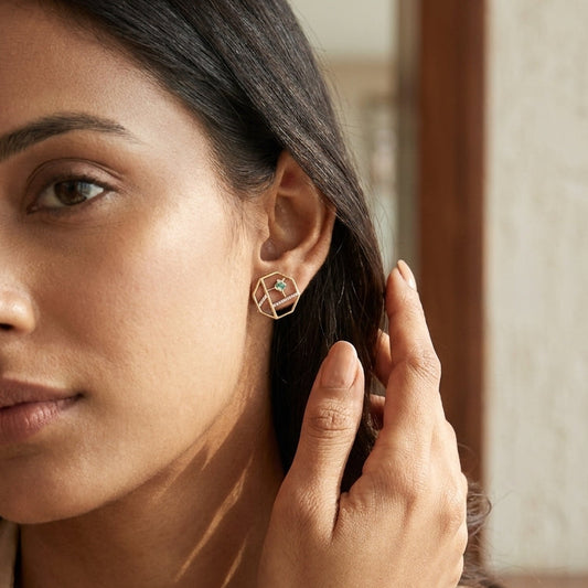 Octagon Diamond Earring