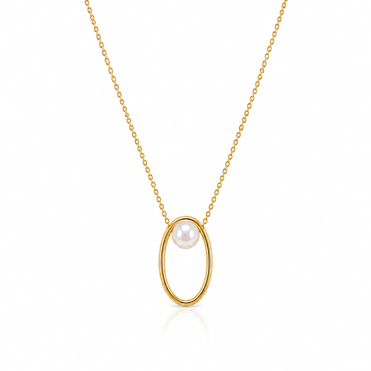 Oval Pearl Gold Necklace