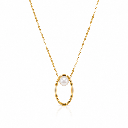 Oval Pearl Gold Necklace