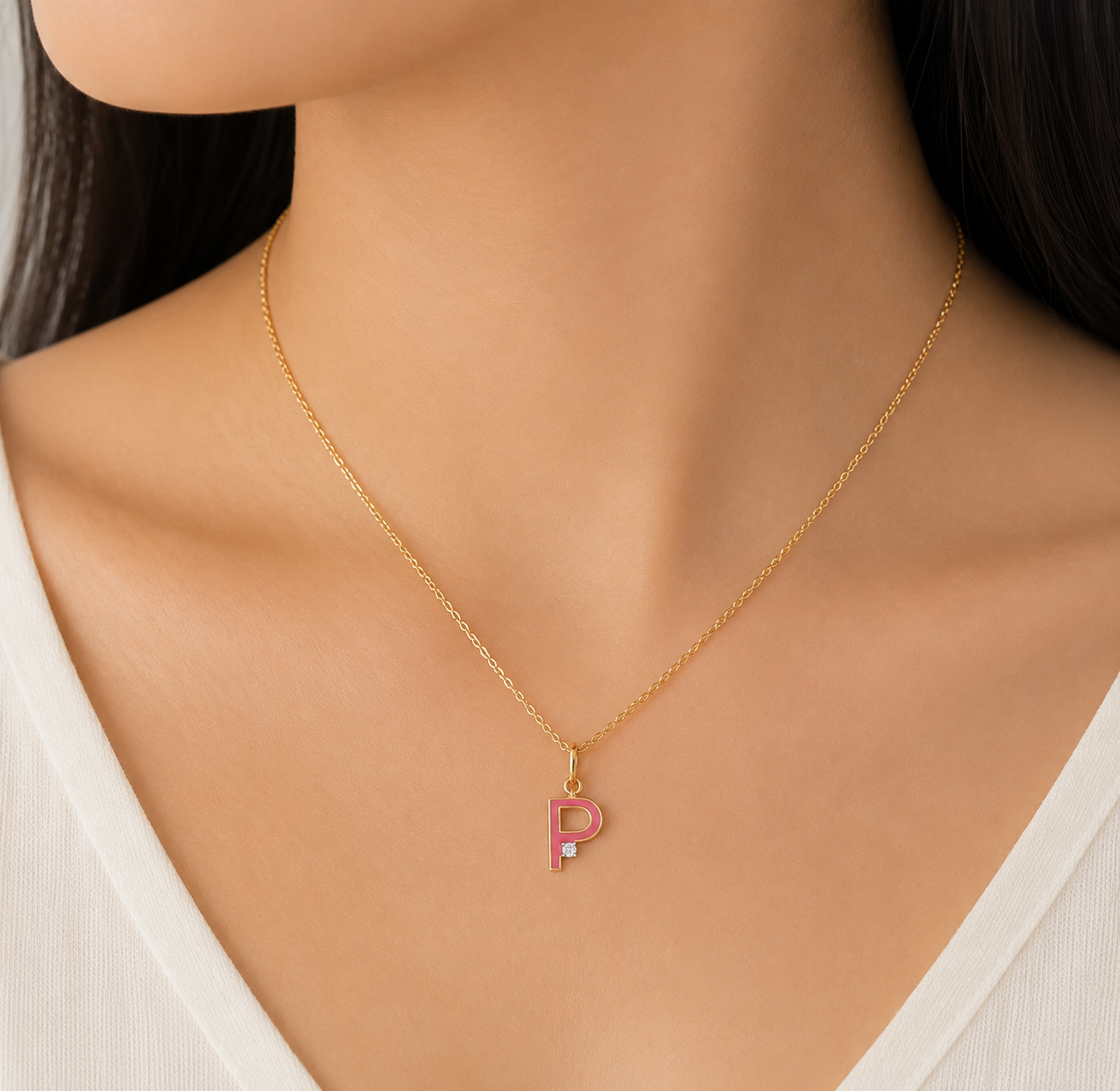 P Pink Diamond Charm