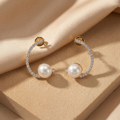 Pearl C Diamond Earring