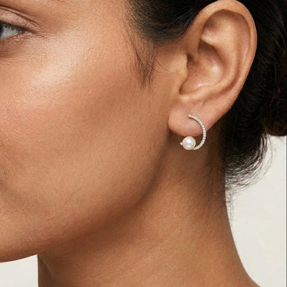 Pearl C Diamond Earring