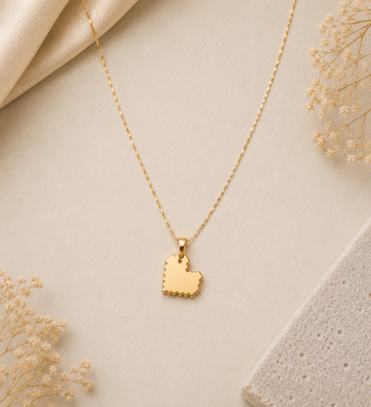 Pixel Heart Gold Pendant