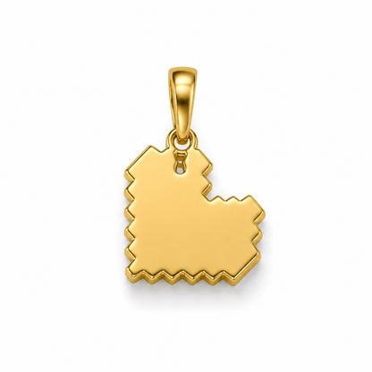 Pixel Heart Gold Pendant