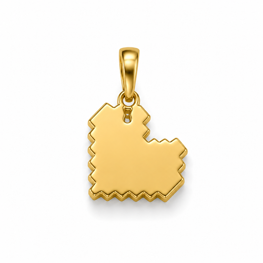 Pixel Heart Gold Pendant