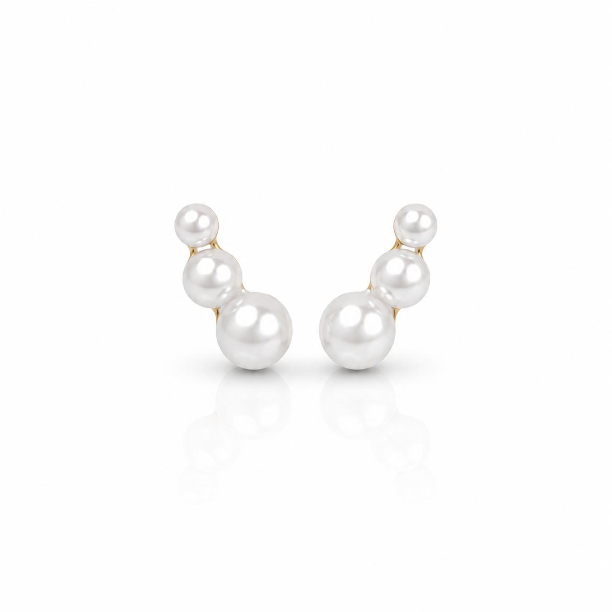 Triple Pearl Gold Earring