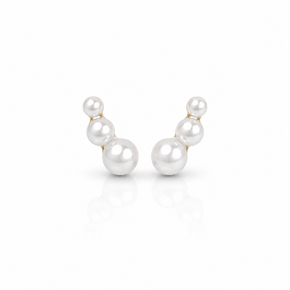 Triple Pearl Gold Earring