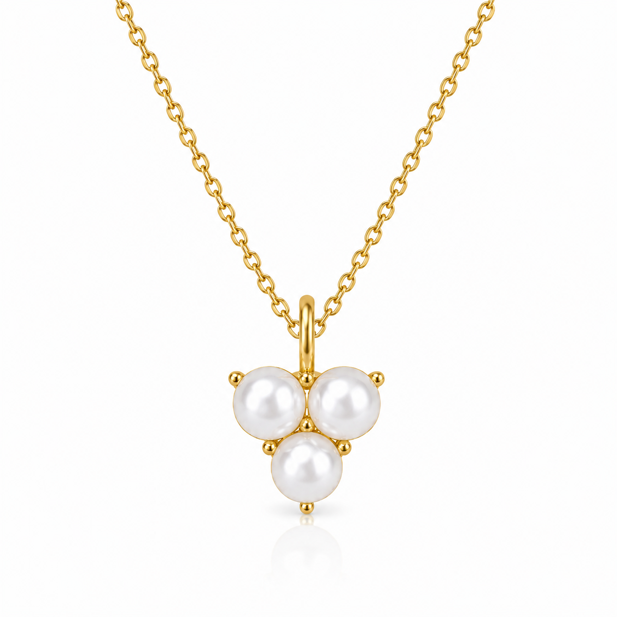 Triple Pearl Gold Necklace