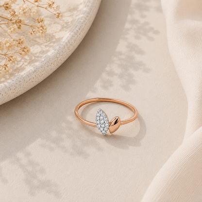 Twin Leaf Diamond Ring