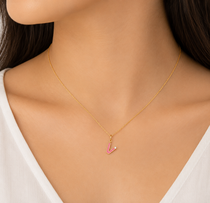 V Pink Diamond Charm