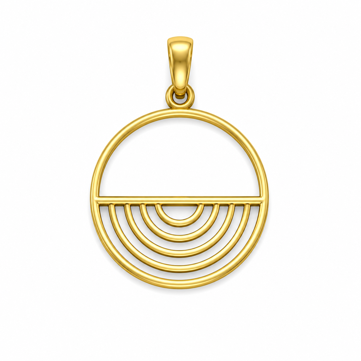 Wave Circle Gold Pendant