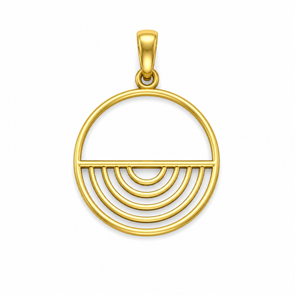Wave Circle Gold Pendant