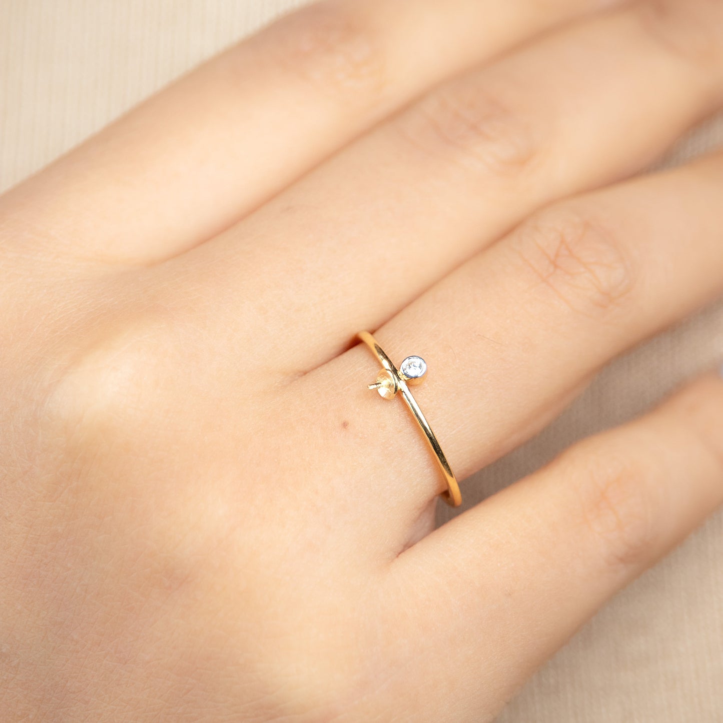 Caratly 18kt gold Human Diamond Ring with abstract stick figure design and diamond accent. Minimal gift for her under Rs. 15,000