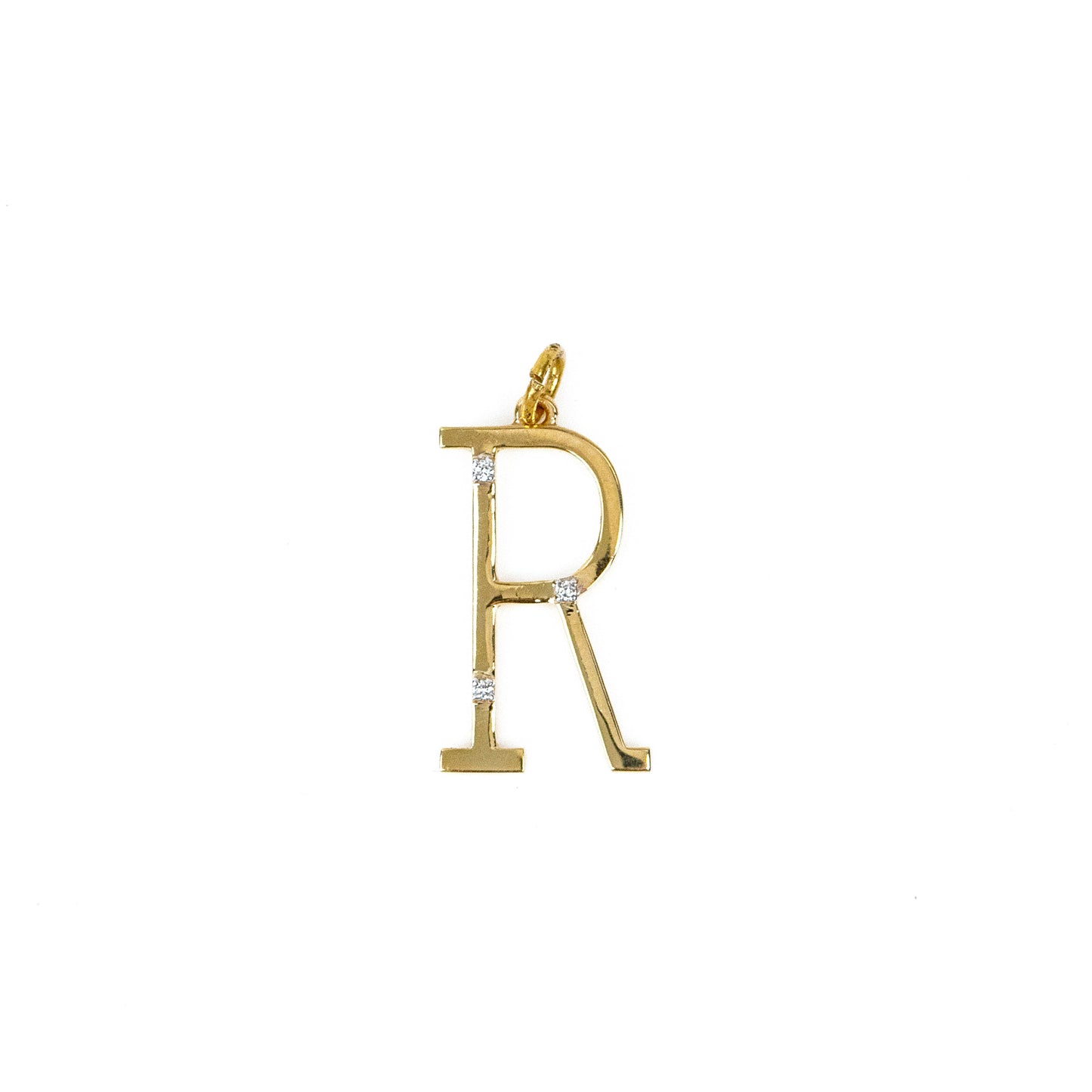 Caratly 18kt gold Letter R Diamond Pendant with 0.02ct diamond accent initial charm under Rs. 30,000