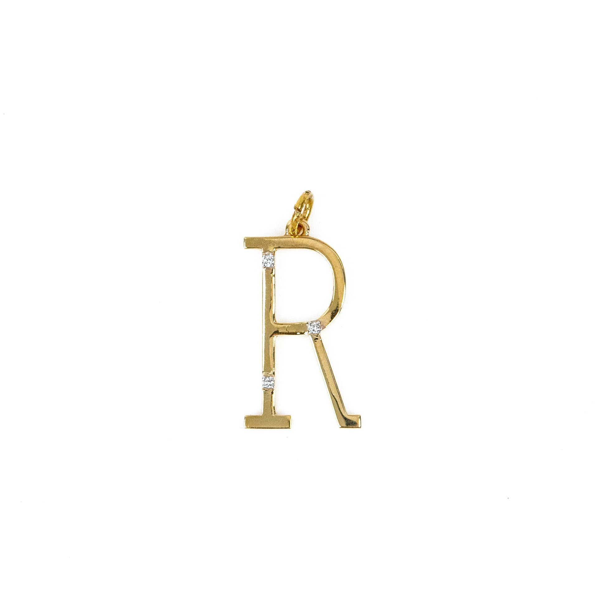 Caratly 18kt gold Letter R Diamond Pendant with 0.02ct diamond accent initial charm under Rs. 30,000