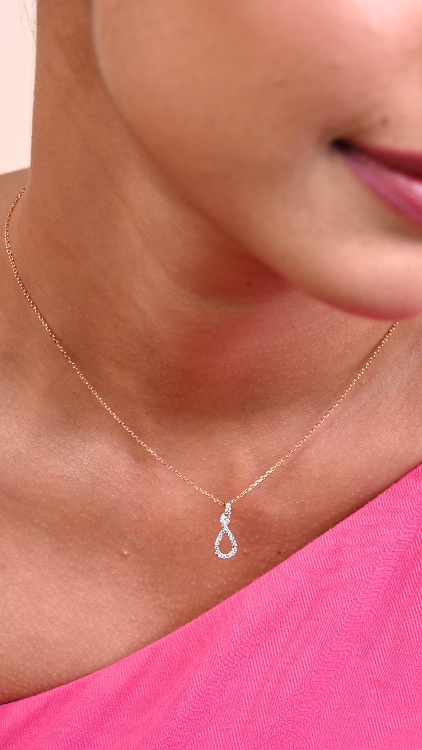 Curvy Diamond Necklace in 18kt gold & natural diamonds; certified BIS hallmarked jewelry gift for her under 50,000
